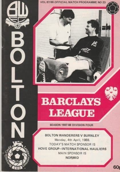 Bolton Wanderers v Burnley 04-Apr-1988