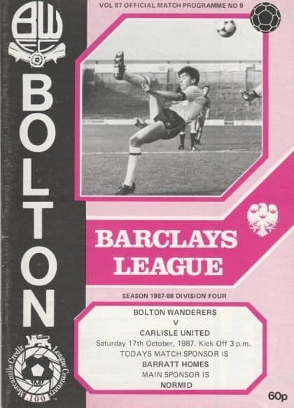 Bolton Wanderers v Carlisle United  17-Oct-1987