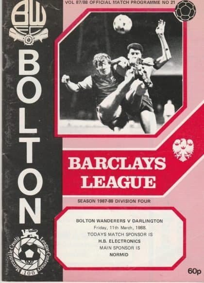 Bolton Wanderers v Darlington   11-Mar-1988
