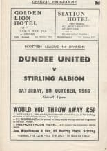 Stirling Albion v Dundee United 08-Oct-1966