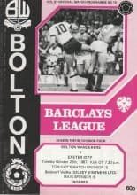 Bolton Wanderers v Exeter City  20-Oct-1987