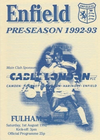 Enfield v Fulham  01-Aug-1992