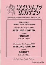 Welling United v Barnet  05-Aug-1992