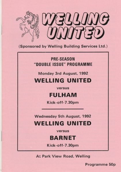 Welling United v Barnet  05-Aug-1992