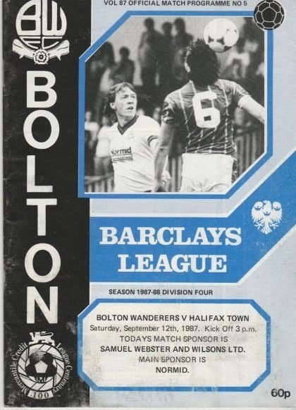 Bolton Wanderers v Halifax Town   12-Sep-1987