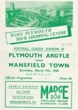 Plymouth Argyle v Mansfield Town 07-Mar-1959