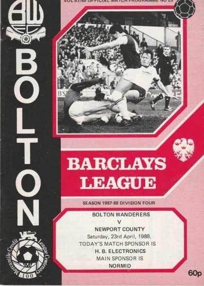 Bolton Wanderers v Newport County  23-Apr-1988