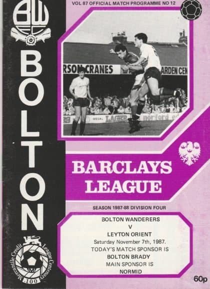 Bolton Wanderers v Leyton Orient  07-Nov-1987