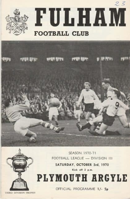 Fulham v Plymouth Argyle  03-Oct-1970