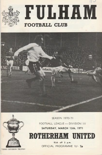 Fulham v Rotherham United 13-Mar-1971