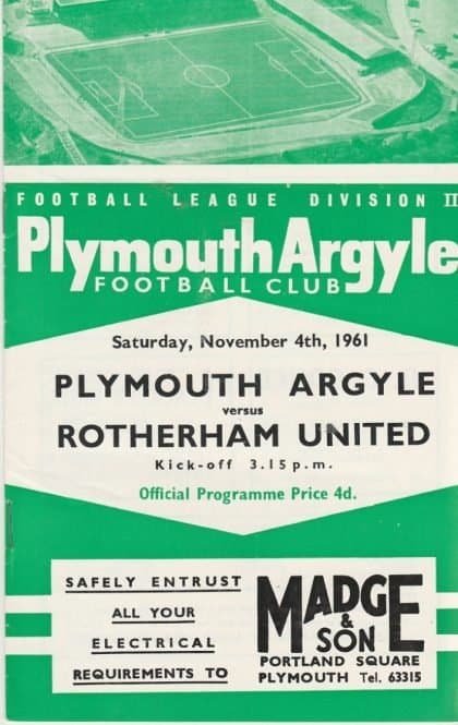 Plymouth Argyle v Rotherham United 04-Nov-1961