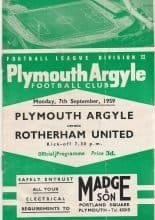 Plymouth Argyle v Rotherham United 07-Sep-1959