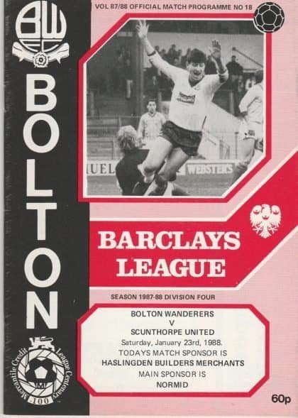 Bolton Wanderers v Scunthorpe United  23-Jan-1988