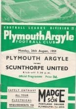 Plymouth Argyle v Scunthorpe United 24-Aug-1959