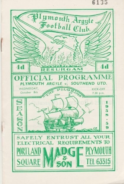 Plymouth Argyle v Southend United 08-Oct-1958
