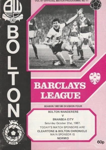 Bolton Wanderers v Swansea City 31-Oct-1987