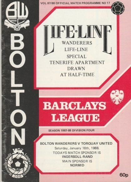 Bolton Wanderers v Torquay United 16-Jan-1988