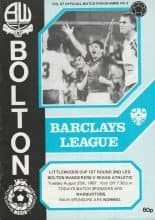 Bolton Wanderers v Wigan Athletic 25-Aug-1987