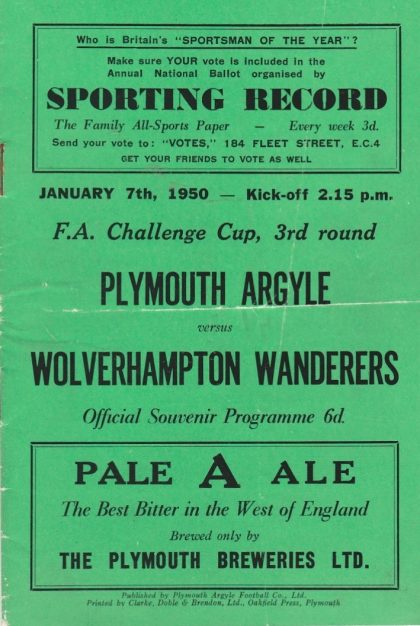Plymouth Argyle v Wolverhampton Wanderers  07-Jan-1950