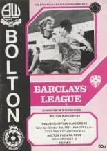Bolton Wanderers v Wolverhampton Wanderers  03-Oct-1987