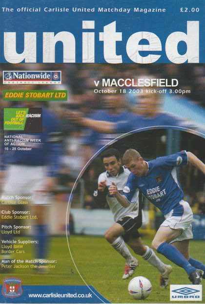 Carlisle United v Macclesfield Town  18-Oct-2003