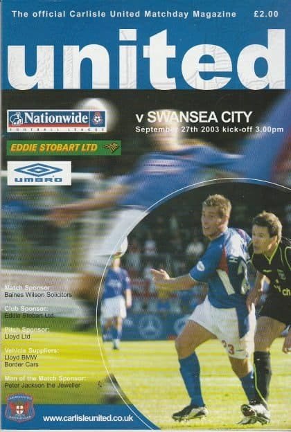 Carlisle United v Swansea City  27-Sep-2003