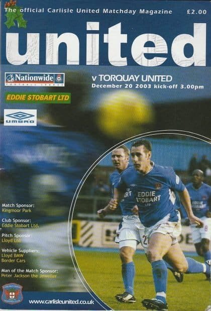 Carlisle United v Torquay United  20-Dec-2003
