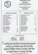 Sheffield Wednesday Reserves v Shrewsbury Town Reserves  14-Apr-2010