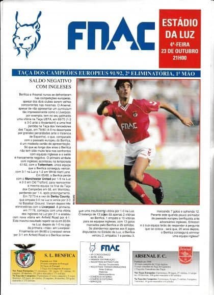 Benfica v Arsenal 23-Oct-1991