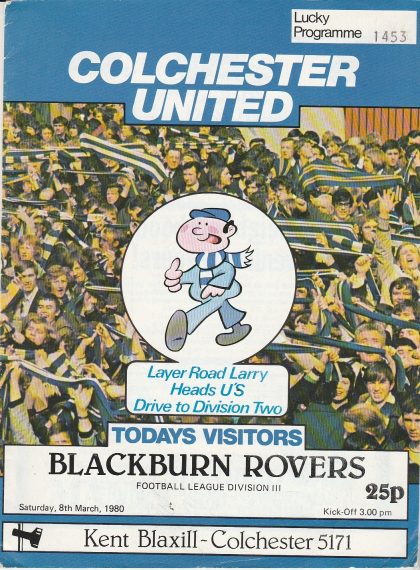 Colchester United v Blackburn Rovers 08-Mar-1980