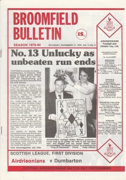 Airdrieonians v Dumbarton  17-Nov-1979