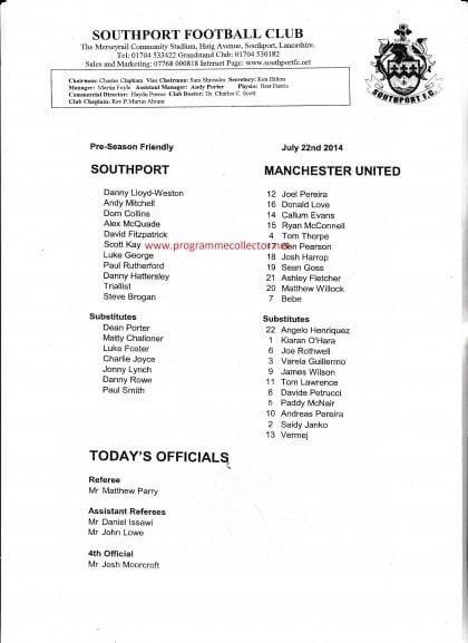 Southport v Manchester United 22-Jul-2014