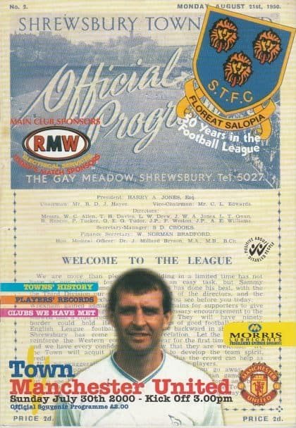 Shrewsbury Town v Manchester United 30-Jul-2000
