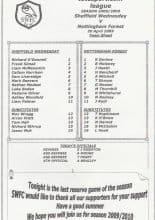 Sheffield Wednesday Reserves v Nottingham Forest Reserves 20-Apr-2009