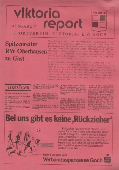 Viktoria E.V. Goch v RW Oberhausen  1982-83