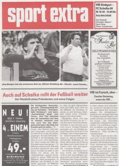 VFB Stuttgart v Schalke 04   30-Oct-1993