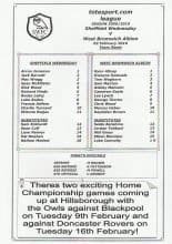 Sheffield Wednesday Reserves v West Bromwich Albion Reserves 02-Feb-2010