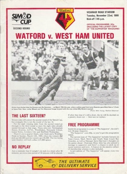 Watford v West Ham United 22-Nov-1988