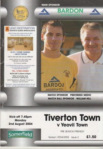 Tiverton Town v Yeovil Town  02-Aug-2004