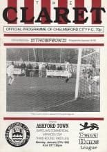 Chelmsford City v Ashford Town  27-Jan-1992