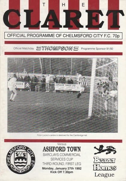 Chelmsford City v Ashford Town  27-Jan-1992