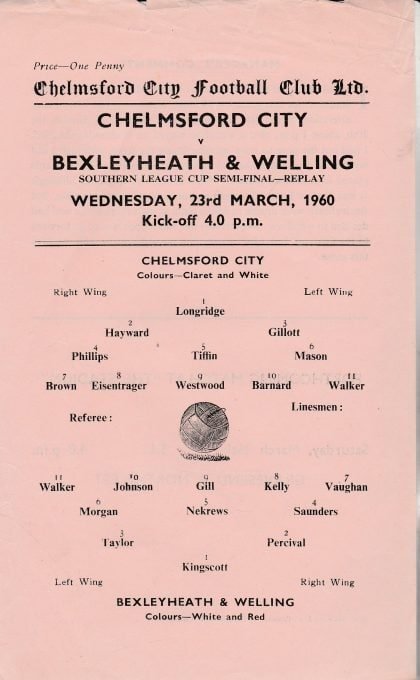 Chelmsford City v BexleyHeath & Welling  23-Mar-1960