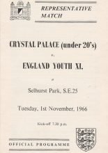 Crystal Palace u20 v England Youth XI    01-Nov-1966