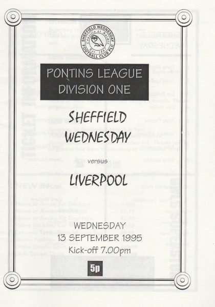 Sheffield Wednesday Reserves v Liverpool Reserves 13-Sep-1995
