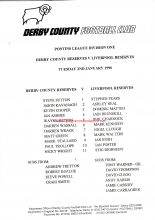 Derby County Reserves  v Liverpool Reserves  02-Jan-1996