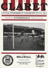 Chelmsford City v Millwall   06-Aug-1991