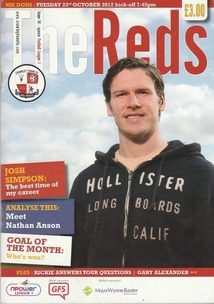 Crawley Town v Milton Keynes Dons  23-Oct-2012