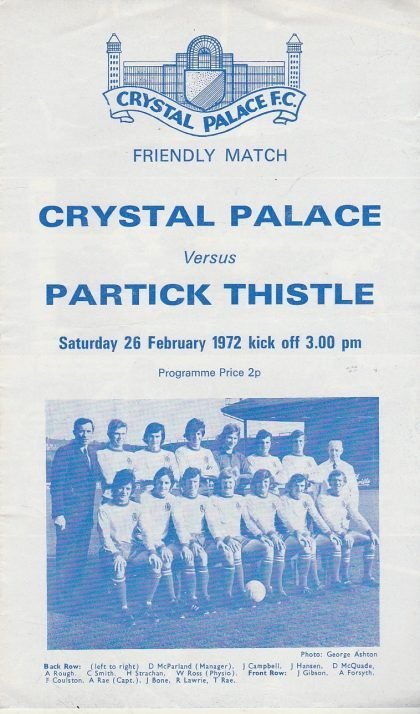 Crystal Palace v Partick Thistle 26-Feb-1972