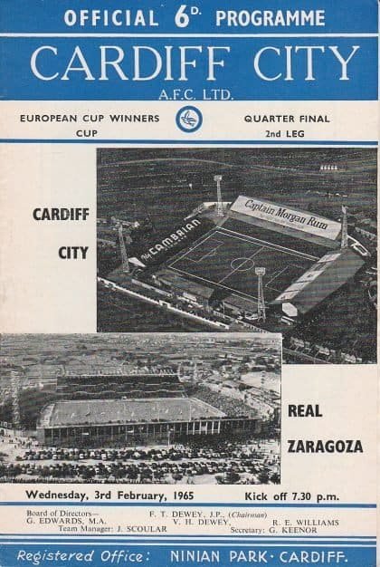 Cardiff City v Real Zaragoza 03-Feb-1965