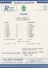 Reading Reserves v Swindon Town Reserves   01-Nov-1986